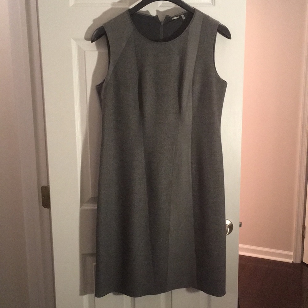 Grey, mixed fabric shift dress
